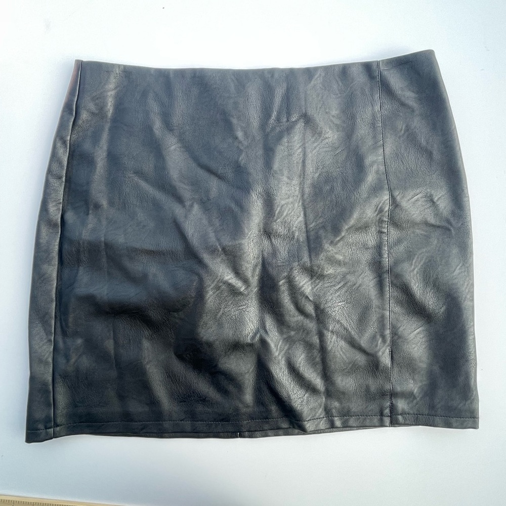 Topshop Black Leather Mini Skirt